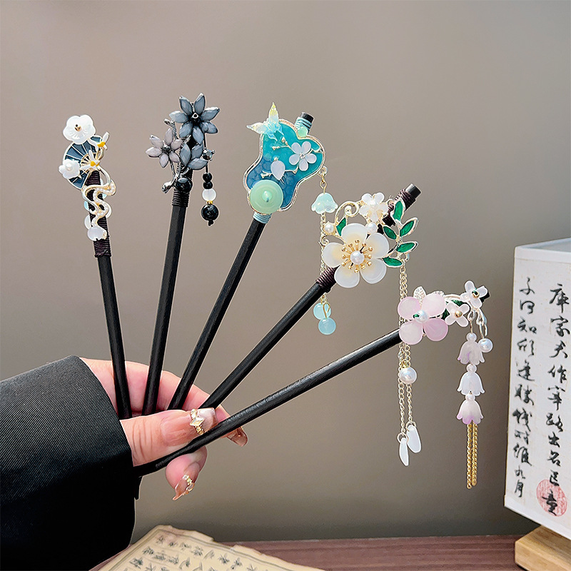 Classic Tassel Hair Stick Blac - Hanbok Hair Pin 评论和价格