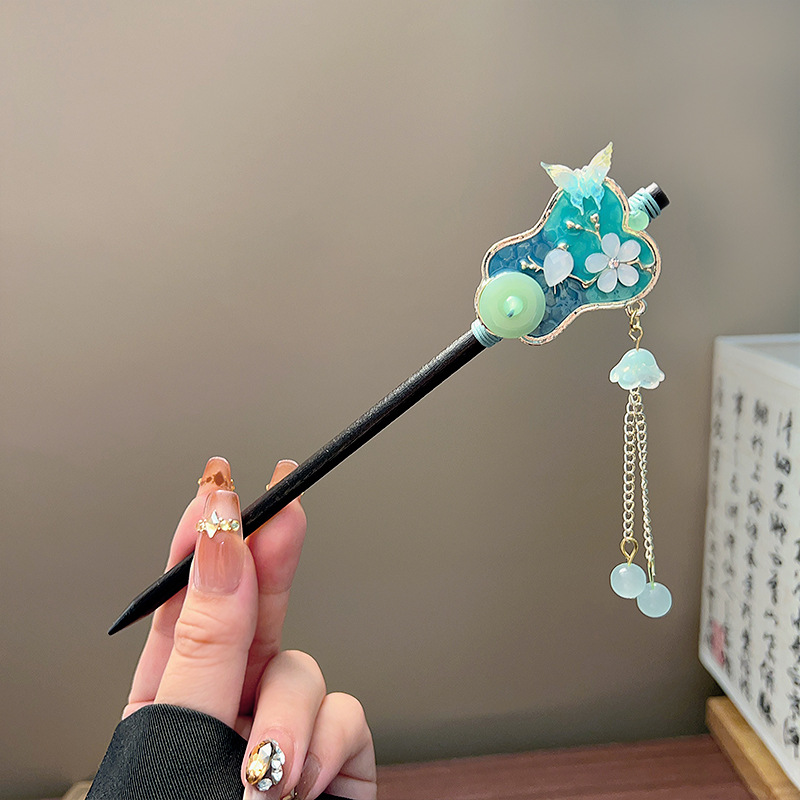 Classic Tassel Hair Stick Blac - Hanbok Hair Pin 评论和价格