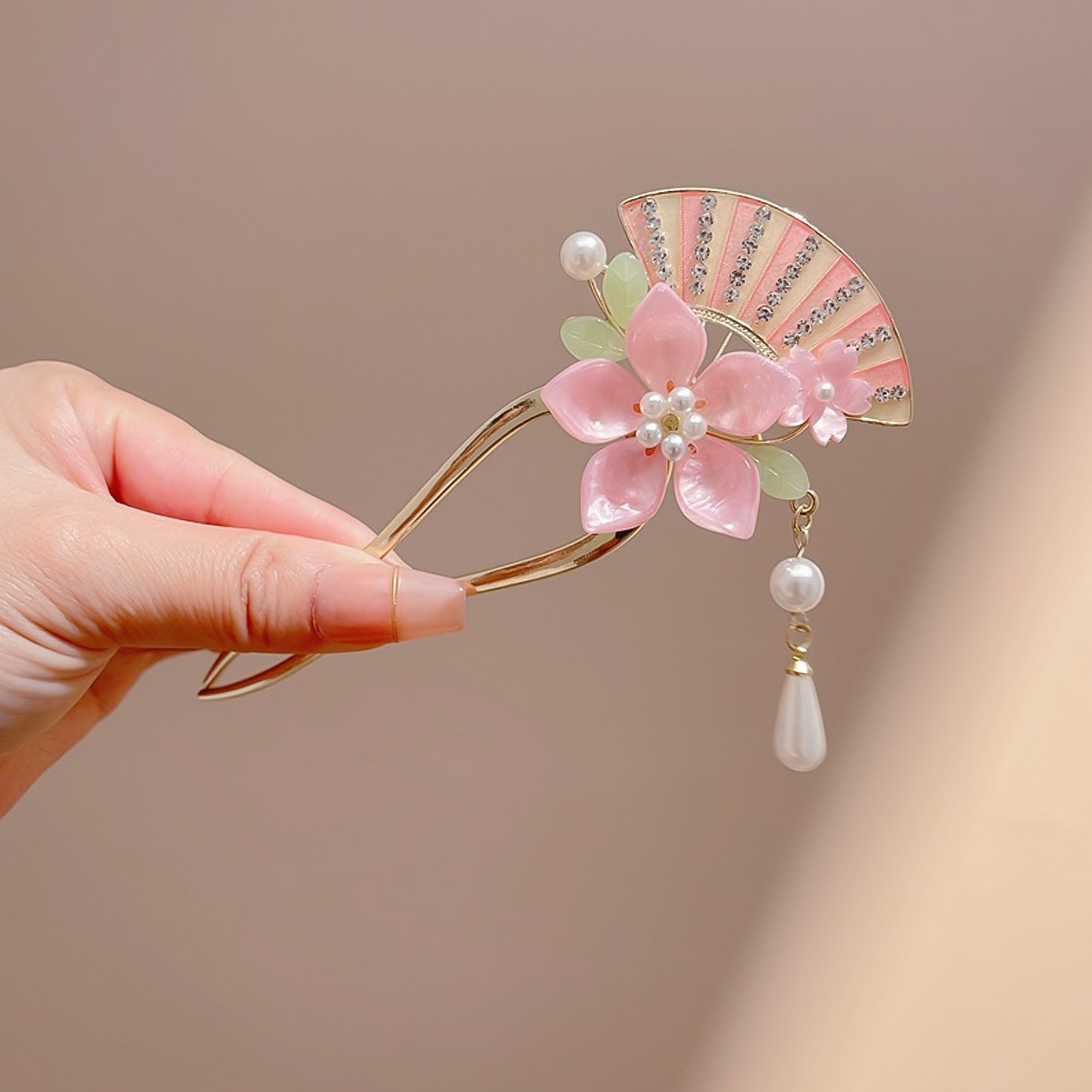 Elegant Pink Flower Hair Pin U - Hanbok Hair Pin 评论和价格